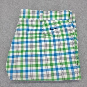 Nike Dri-FIT Performance Golf‎ Shorts Men's Size 36 Plaid Green Blue White